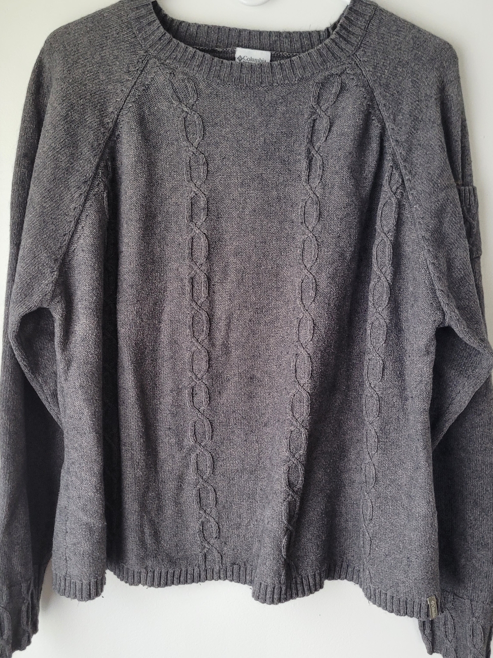 Columbia Women Gray Crewneck Cable Knit Sweater Size 2X